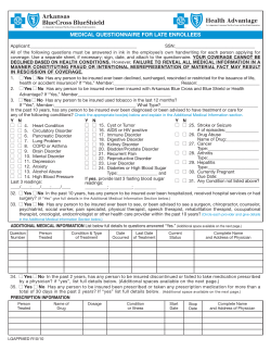 Medical Questionnaire For late enrollees