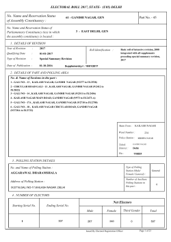 No. Name and Reservation Status of Assembly Constituency : Net