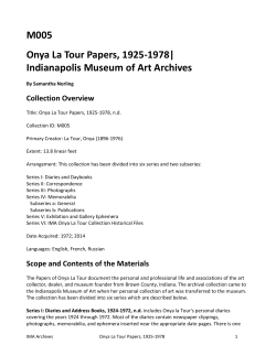 M005 Onya La Tour Papers, 1925-1978| Indianapolis Museum of Art