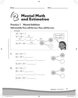 Mental Math and Estimation