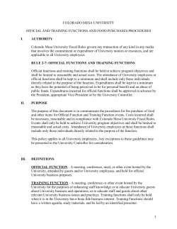 Official Function Policy - Colorado Mesa University