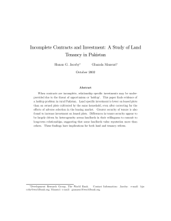 Incomplete Contracts and Investment: A Study of Land