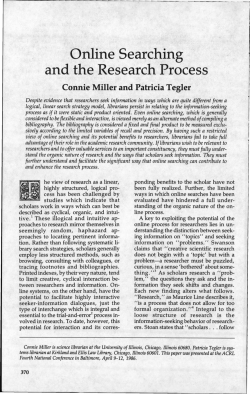 Online Searching and the Research Process