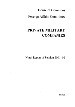 PRIVATE MILITARY COMPANIES - Publications.parliament.uk