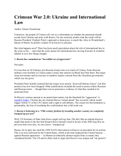 Crimean War 2.0: Ukraine and International Law