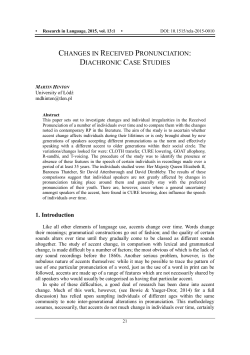 changes in received pronunciation: diachronic case studies