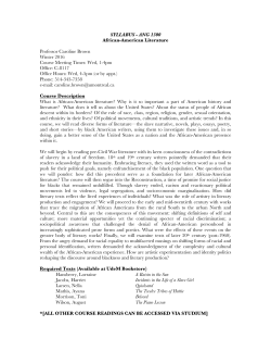 ANG 1500 - African-American Literature