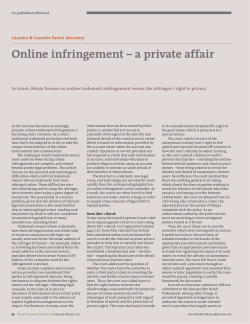 Online infringement &ndash; a private affair