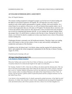 AP ENGLISH SUMMER READING ASSIGNMENT Dear AP English