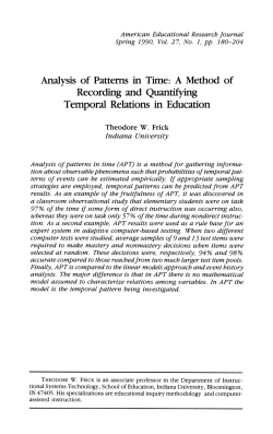 Analysis of Patterns in Time - Indiana University Bloomington