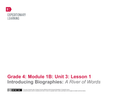 Grade 4 ELA Module 1B, Unit 3, Lesson 1