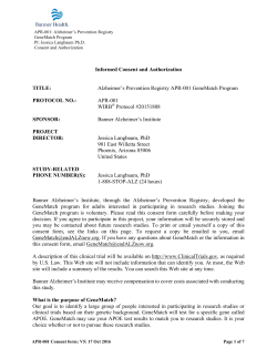 GeneMatch Consent Form - Alzheimer`s Prevention Registry