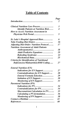 Nutrition Assessment of Adult Patients