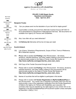 ITB APD 13-005 Staple Goods Questions and