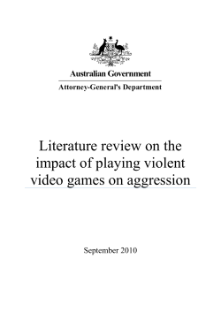 September 2010&mdash;Literature review on the impact of playing violent
