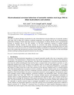 Electrochemical corrosion behaviour of austenitic stainless steel