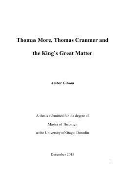Thomas More, Thomas Cranmer and the King`s Great