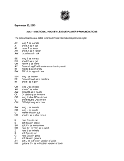 2013-14 NHL Pronunciation Guide