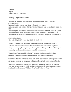T. Green English 11 Week 8&ndash; 09/26 - 9/30/2016 Learning Targets for