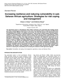 Increasing resilience and reducing vulnerability in sub
