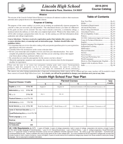 Lincoln High School Four Year Plan
