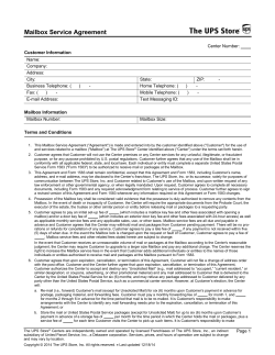 Mailbox Service Agreement