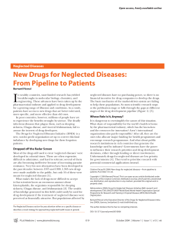 New Drugs for Neglected Diseases: From
