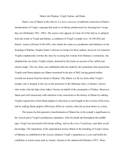 Manto into Mantua: Vergil, Statius, and Dante Dante`s use of Manto