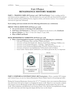 Unit 3 Project RENAISSANCE HISTORY MAKERS
