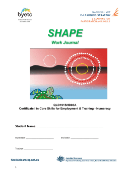 shape work journal - Brisbane Youth Education and Training Centre