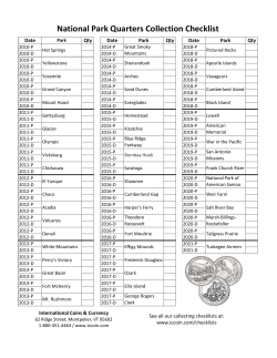 National Park Quarters Collection Checklist