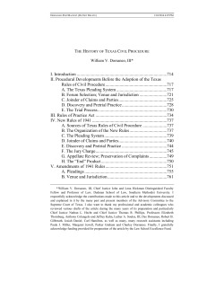 The History of Texas Civil Procedure