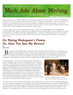On Playing Shakespeare`s Clowns Or, Have You Seen My Bottom?