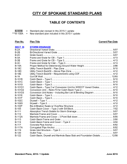 Standard Plans Table of Contents