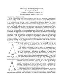 Reading, Teaching Beginners