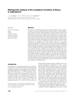 Phylogenetic analysis of the ecological correlates of dioecy in