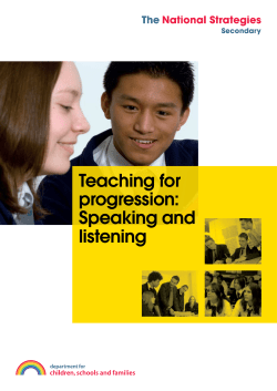 Teaching for progression - speaking and listening