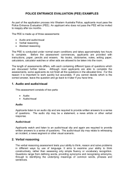 POLICE ENTRANCE EVALUATION (PEE)