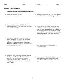 Algebra I SLO Post Exam Version 2 2014.tst