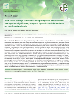 Stem water storage in five coexisting temperate broad
