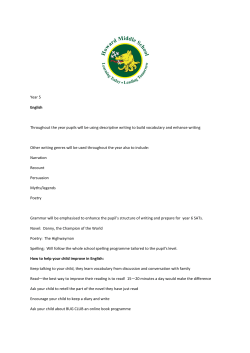 Year 5 English Throughout the year pupils will be using descriptive