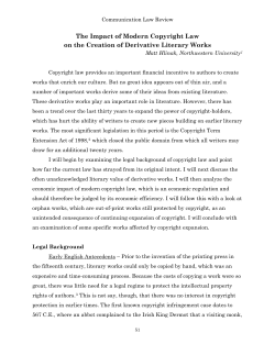 The Impact of Modern Copyright Law on the Creation of Derivative