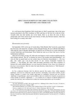 abel`s manuscripts in the libri collection: their history