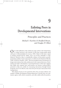 Enlisting Peers in Developmental Interventions