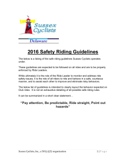 2016 Safe Riding Guidelines