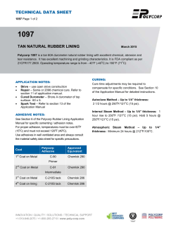TECHNICAL DATA SHEET TAN NATURAL RUBBER LINING