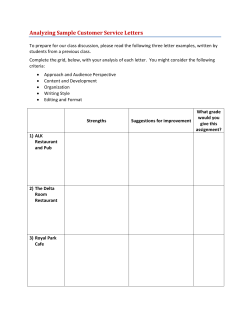 Analyzing Sample Customer Service Letters