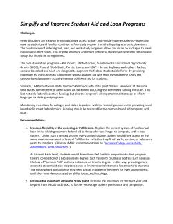 Simplify and Improve Student Aid and Loan Programs