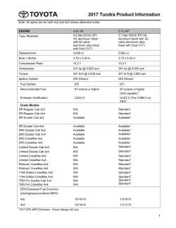 2017 Tundra Product Information