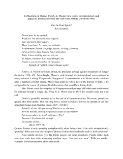 Forthcoming in Themes from G. E. Moore: New Essays in
